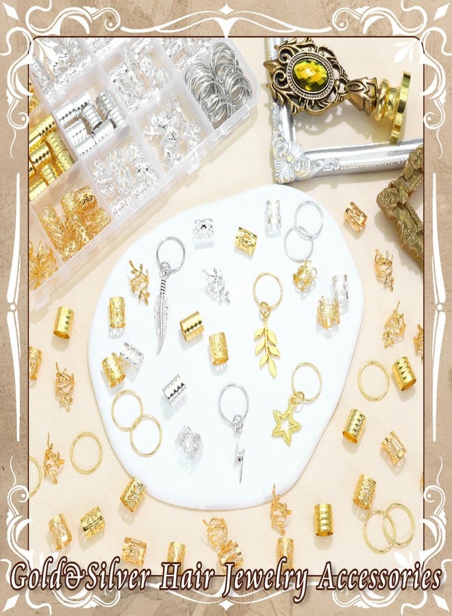 VENOFEN 292PCS Hair Jewelry for Braids Gold Silver Loc Charms Dreadlock Braids Clips Multi-Style Metal Cuffs Rings Hair Accessories for Women Men - Image 2